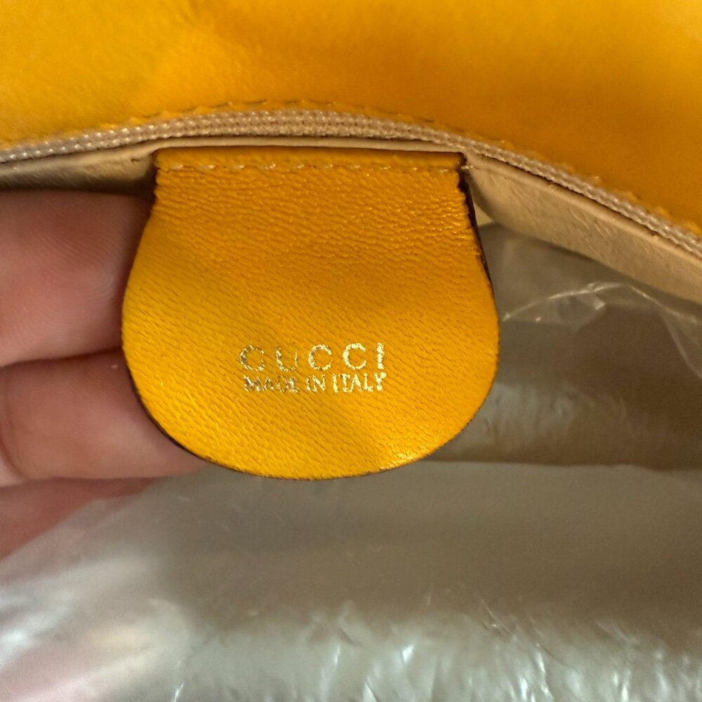 Vintage Gucci 1955 Horse-bit yellow leather & suede cross body - Picture 5 of 10